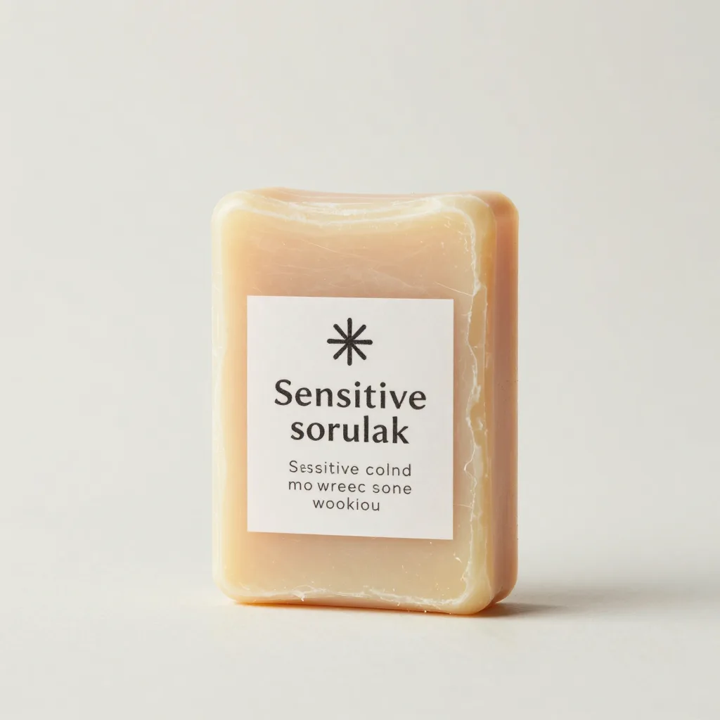 An unscented sensitive solid shampoo bar on a light background